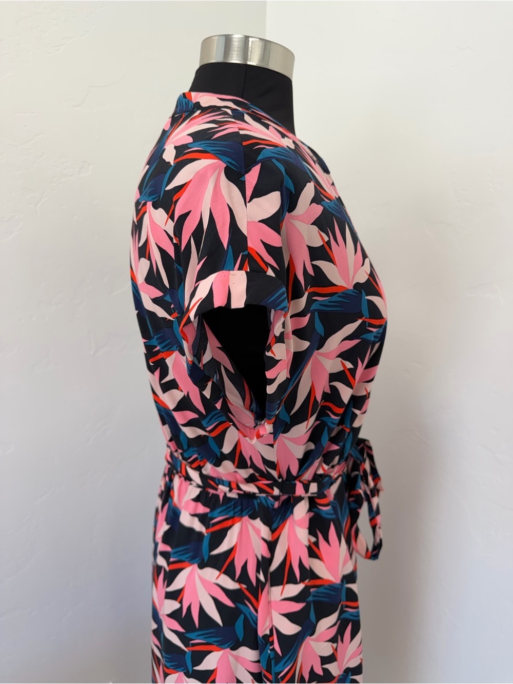 Boden Nicola Black Pink Bird of Paradise Button Up Midi Shirt Dress Size 8 - Picture 8 of 14